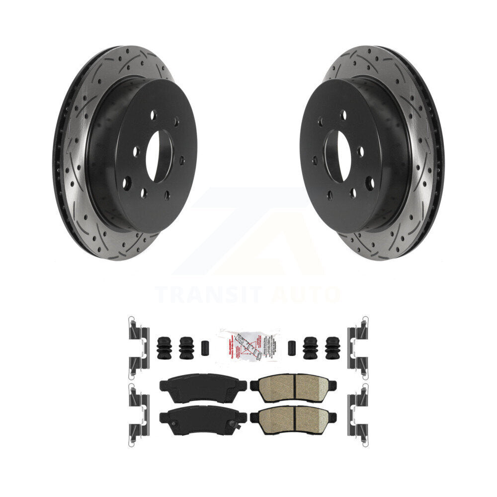 Rear Drilled Slot Brake Rotor & Ceramic Pad Kit For Nissan Frontier Xterra Suzuki Equator KDA-102229