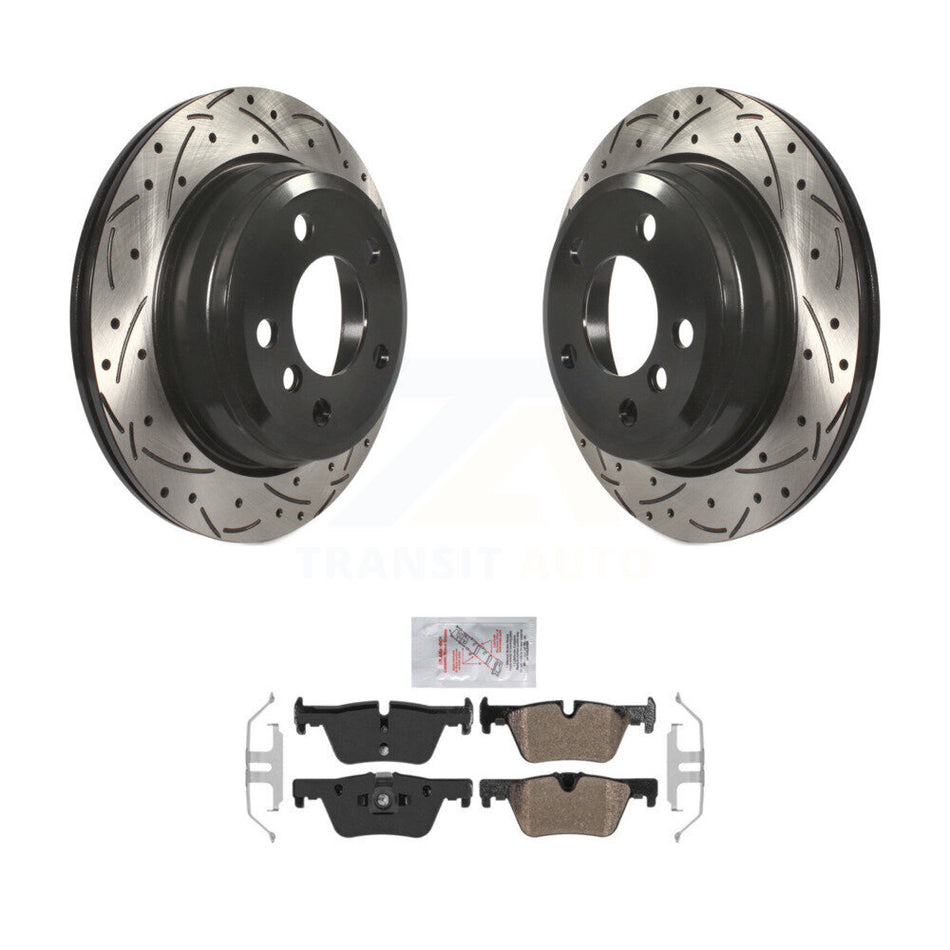 Rear Drill Slot Brake Rotor Semi-Metallic Pad Kit For BMW 328i xDrive 330i 320i 428i 328d KDA-102233