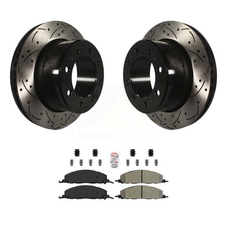 Rear Coat Drill Slot Disc Brake Rotors Semi-Metallic Pad Kit For Ram 3500 2500 1500 Dodge KDA-102236