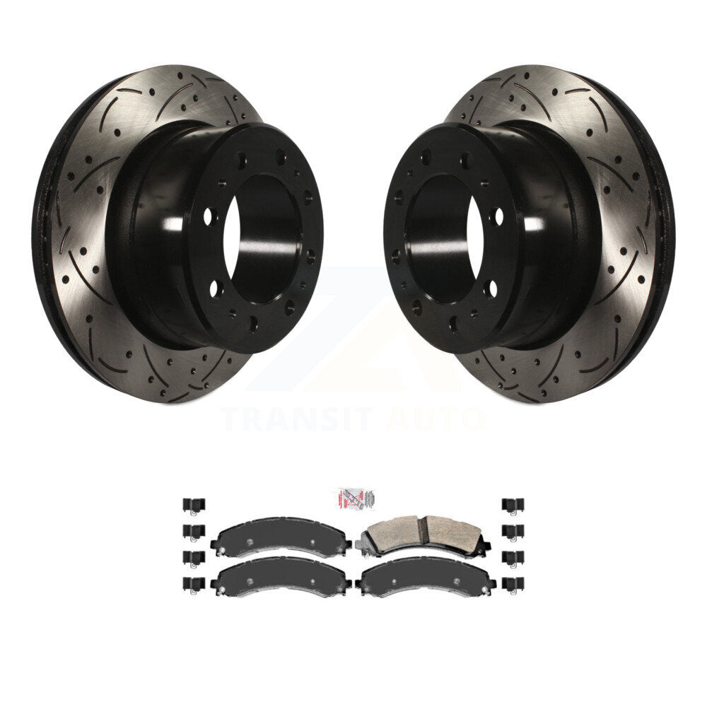Rear Drill Slot Disc Brake Rotor Semi-Metallic Pad Kit For Ram 3500 With Dual Wheels KDA-102239
