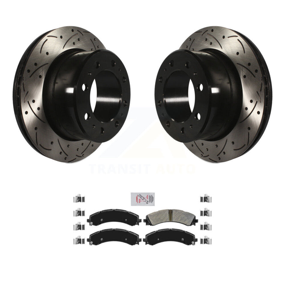 Rear Drill Slot Disc Brake Rotor Semi-Metallic Pad Kit For Ram 3500 With Dual Wheels KDA-102240