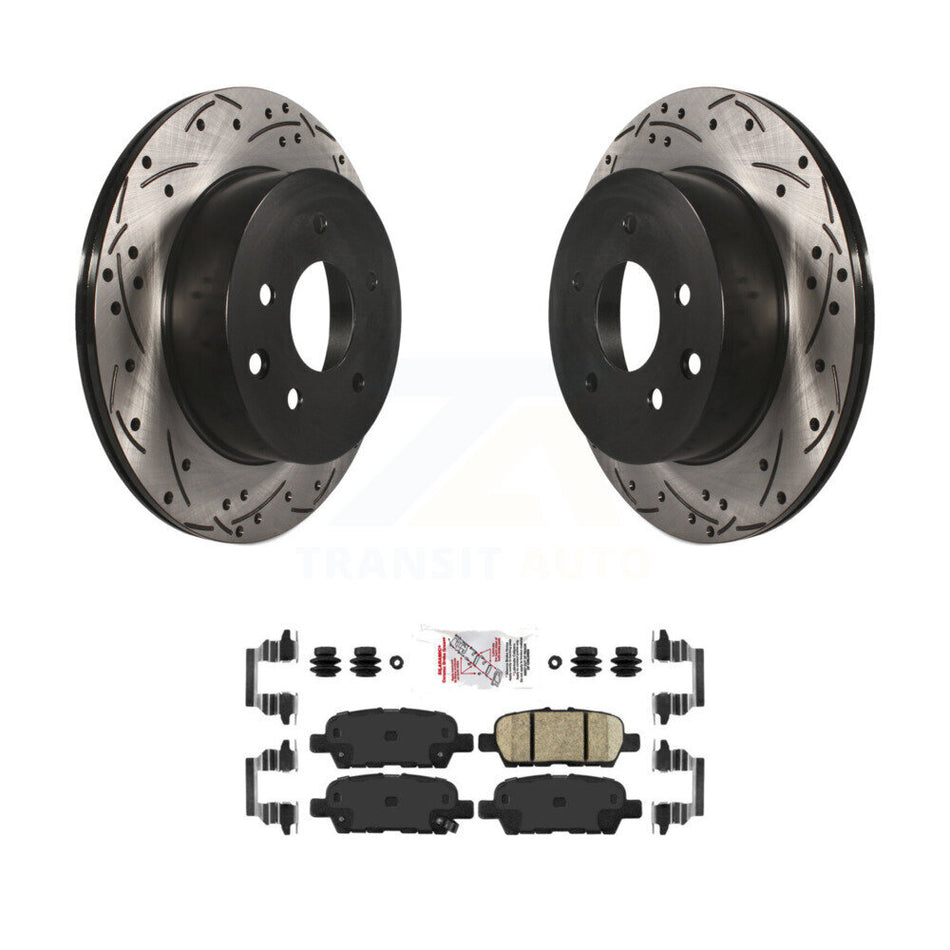 Rear Drill Slot Brake Rotors Ceramic Pad Kit For Nissan Rogue Sport Qashqai LEAF Juke G35 KDA-102256