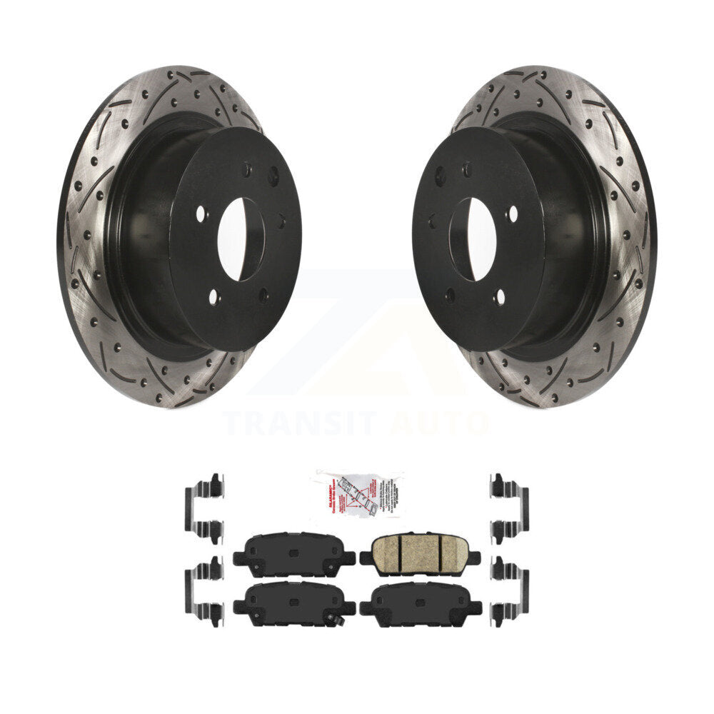 Rear Drilled Slot Disc Brake Rotor & Ceramic Pad Kit For Nissan Sentra Altima Juke Maxima KDA-102260