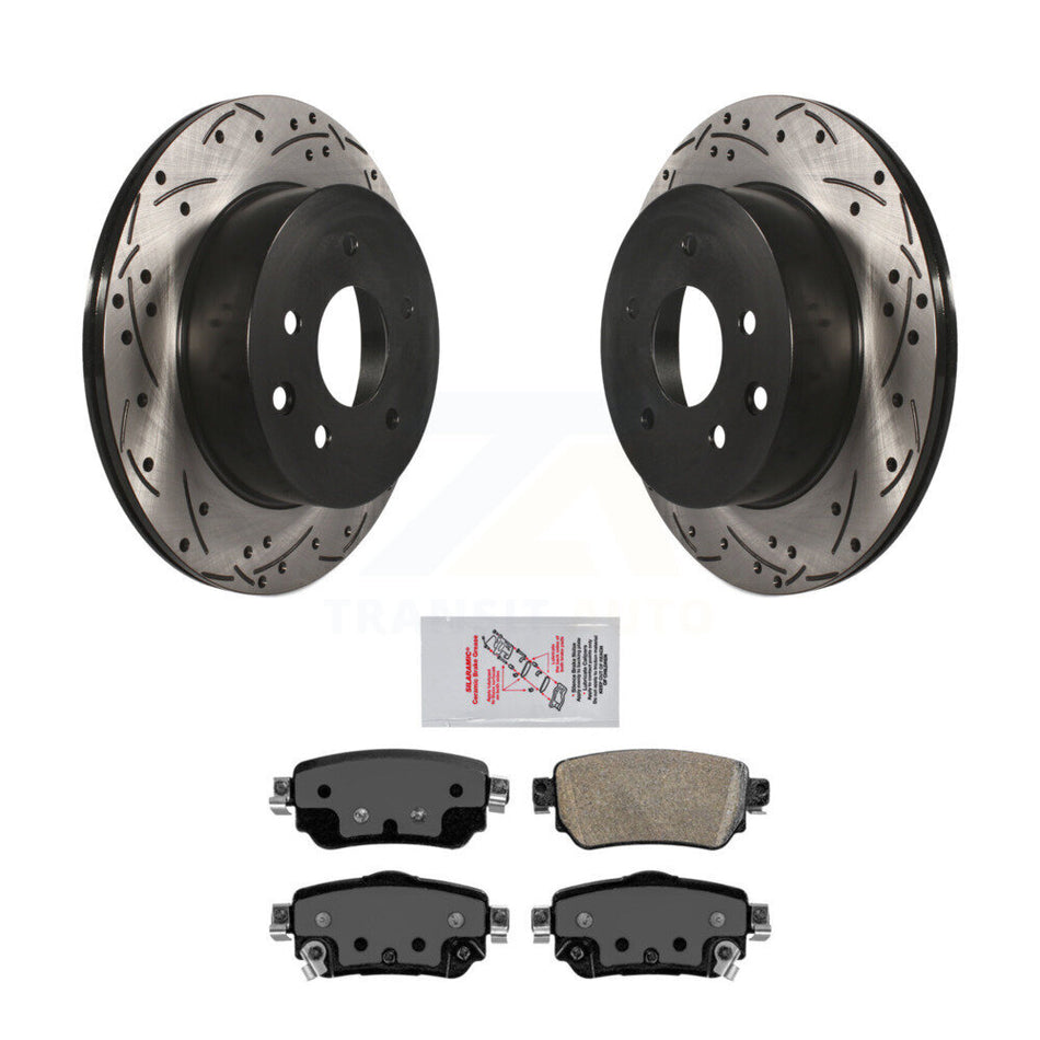 Rear Coated Drilled Slot Disc Brake Rotor & Ceramic Pad Kit For 2019 Nissan Rogue Sport S KDA-102261