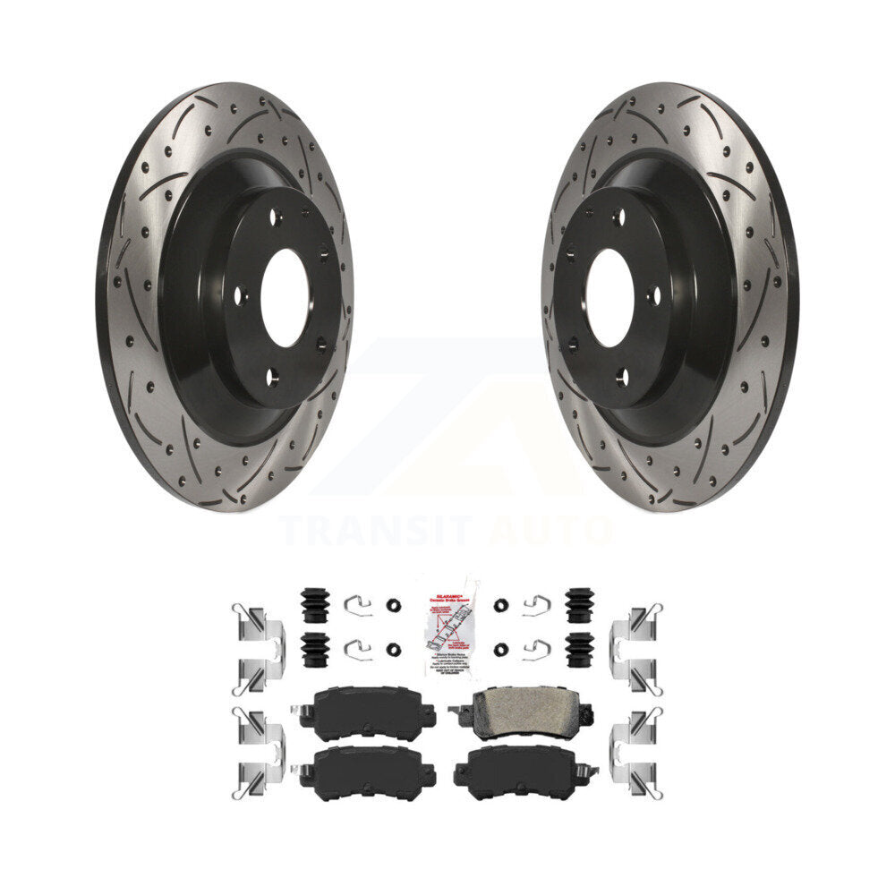 Rear Coated Drilled Slotted Disc Brake Rotor And Ceramic Pad Kit For 2013-2015 Mazda CX-5 KDA-102262
