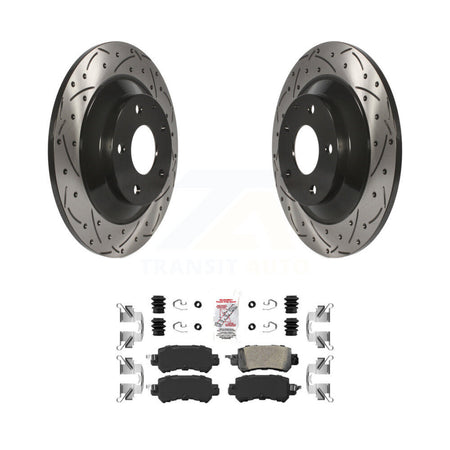 Rear Coated Drilled Slotted Disc Brake Rotor And Ceramic Pad Kit For 2013-2015 Mazda CX-5 KDA-102262