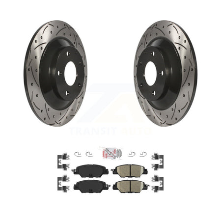 Rear Coated Drilled Slotted Disc Brake Rotor And Ceramic Pad Kit For 2016-2024 Mazda CX-5 KDA-102264