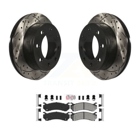 Rear Drill Slot Brake Rotor Semi-Metallic Pad Kit For Chevrolet GMC Sierra 2500 HD Hummer KDA-102267