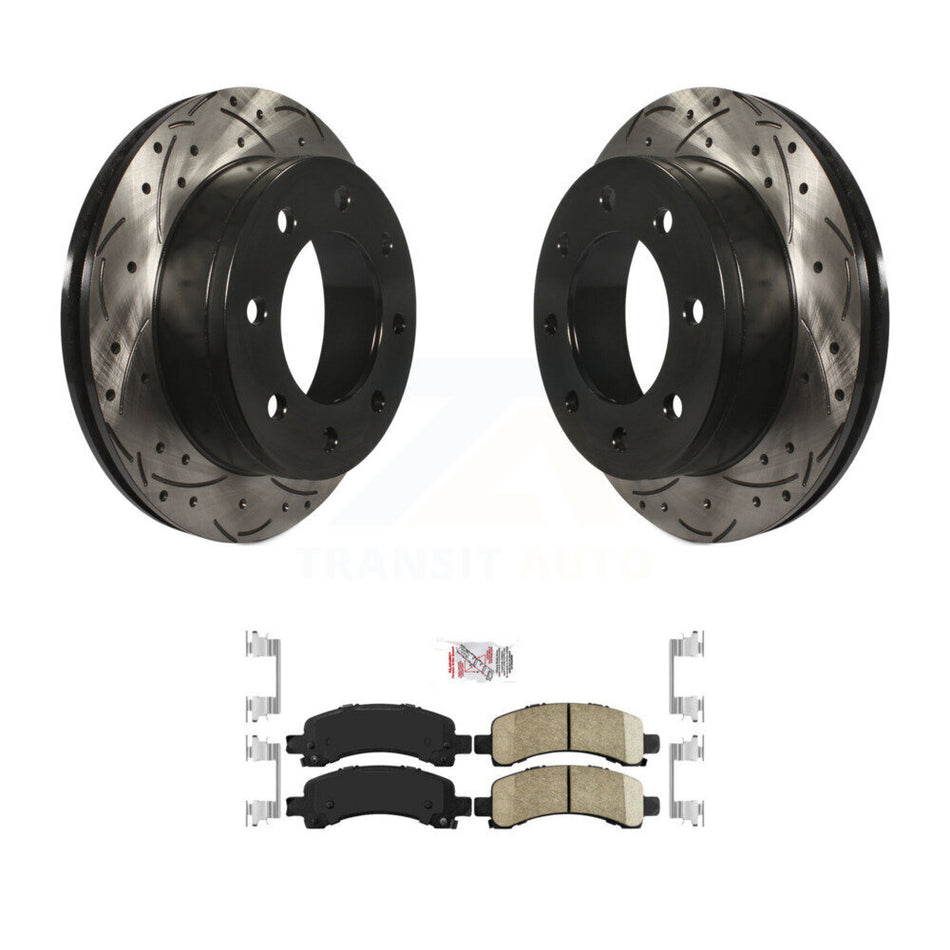 Rear Drilled Slot Brake Rotors Ceramic Pad Kit For Chevrolet GMC Express 2500 Savana 3500 KDA-102274