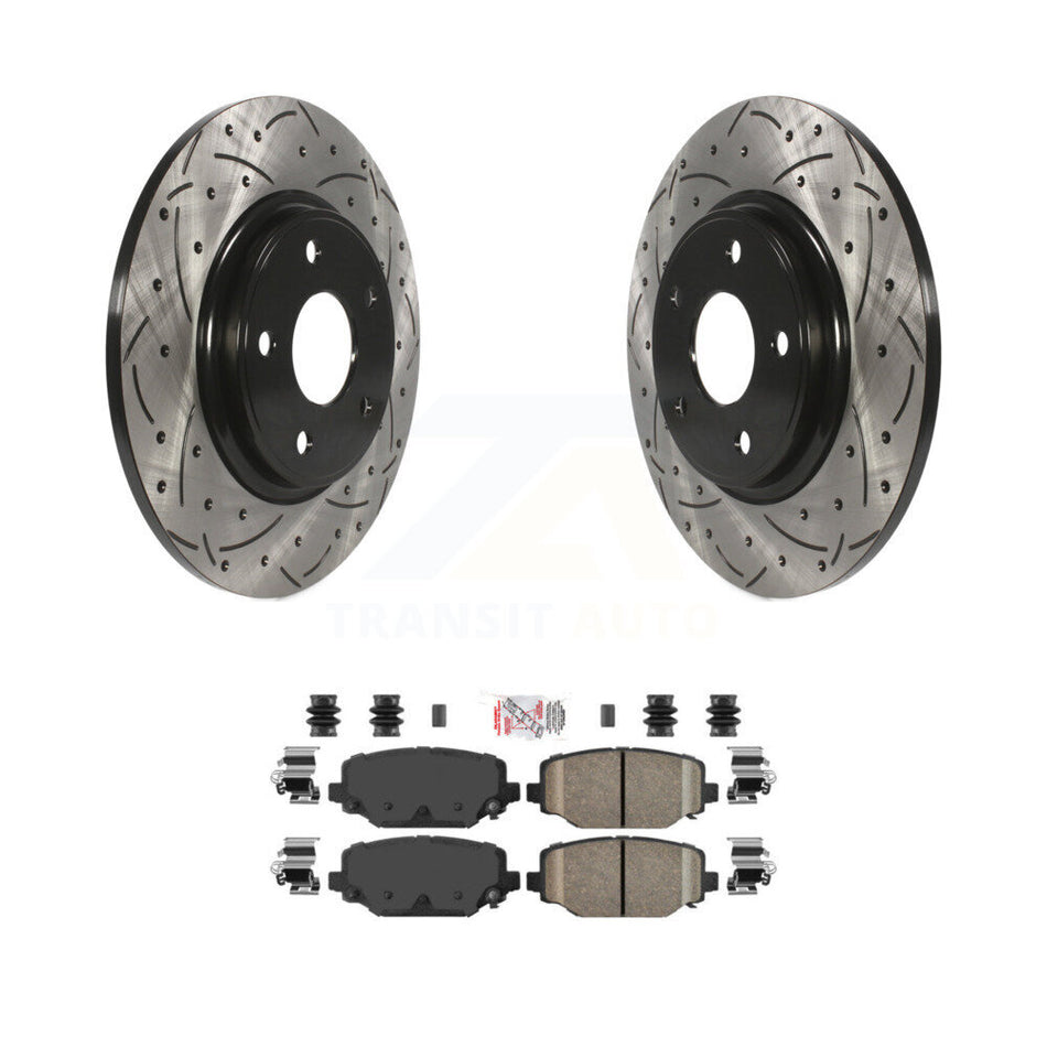 Rear Drill Slot Brake Rotor Ceramic Pad Kit For Dodge Grand Caravan Journey Chrysler Town KDA-102286