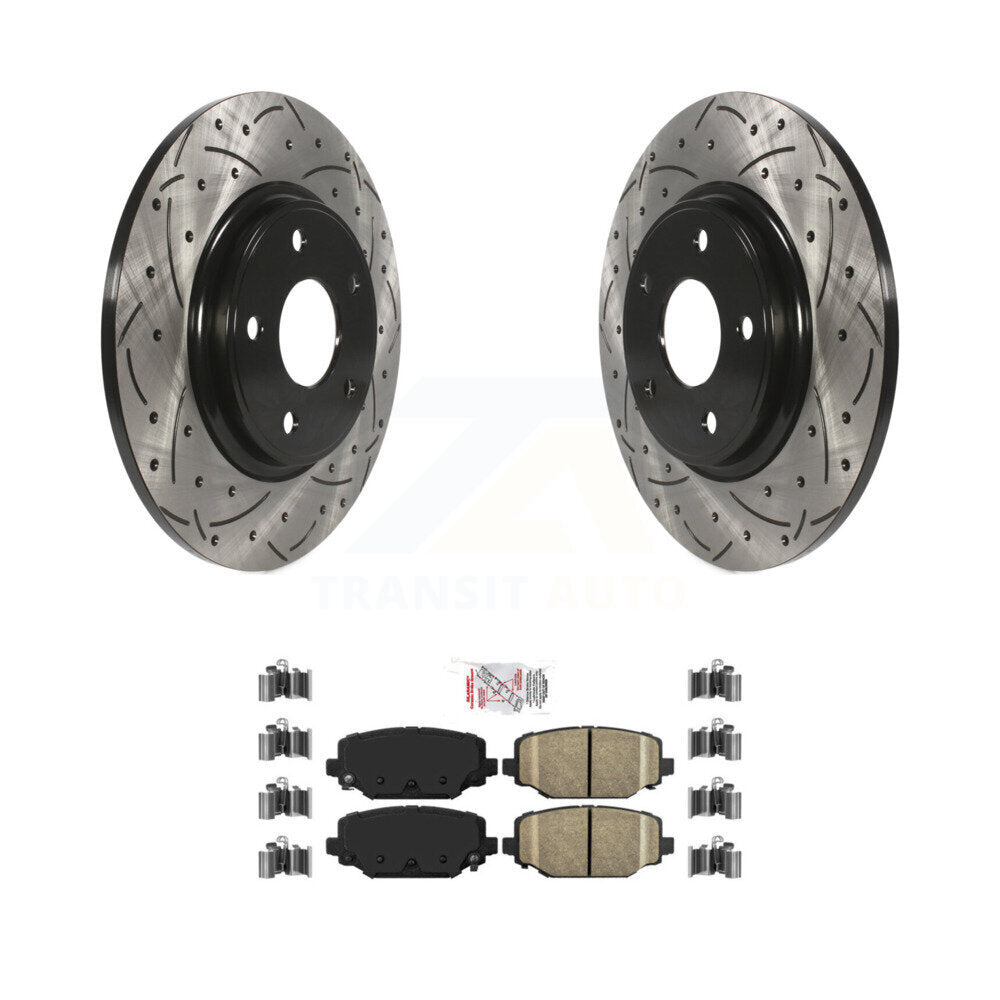 Rear Drill Slot Brake Rotor Ceramic Pad Kit For Dodge Grand Caravan Journey Chrysler Town KDA-102287