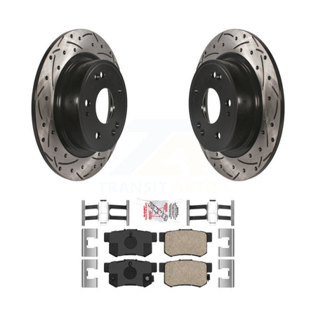 Rear Coated Drilled Slotted Disc Brake Rotor & Ceramic Pad Kit For Honda Accord Acura ILX KDA-102290