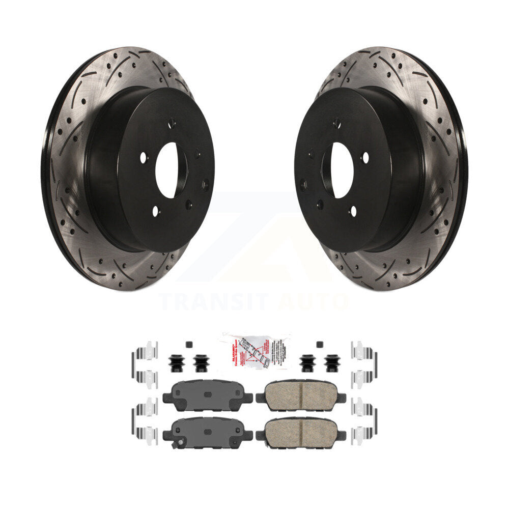 Rear Coated Drilled Slotted Disc Brake Rotors Ceramic Pad Kit For 2009-2012 INFINITI FX35 KDA-102298