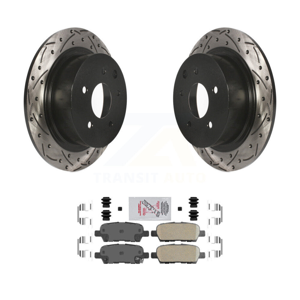 Rear Drilled Slot Disc Brake Rotor & Ceramic Pad Kit For Nissan Sentra Altima Juke Maxima KDA-102307