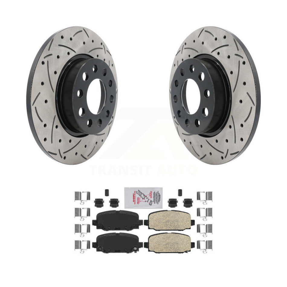Rear Coated Drilled Slotted Disc Brake Rotors And Ceramic Pads Kit For Jeep Compass KDA-102309