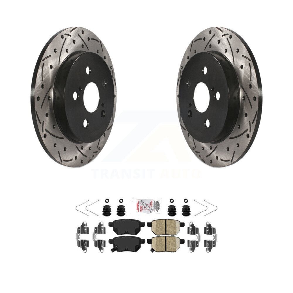 Rear Drill Slot Brake Rotor Ceramic Pad Kit For Toyota Corolla Matrix Prius Prime Pontiac KDA-102320