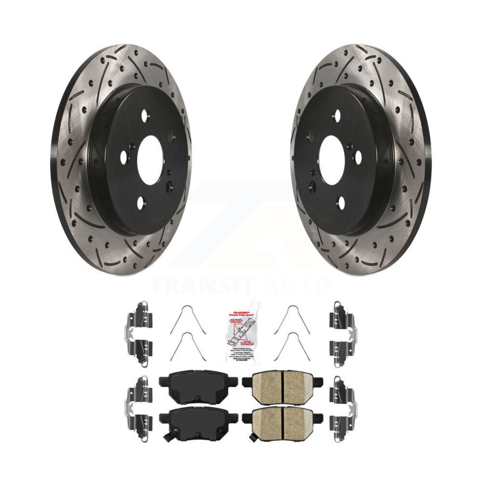 Rear Drill Slot Brake Rotor Ceramic Pad Kit For Toyota Corolla Matrix Prius Prime Pontiac KDA-102321