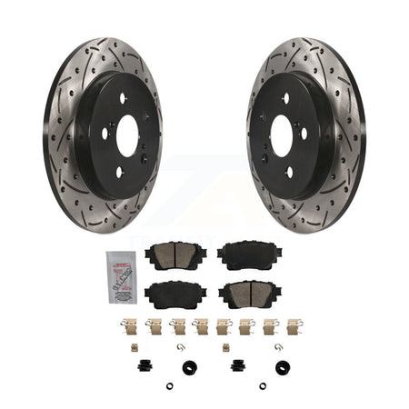 Rear Coated Drilled Slotted Disc Brake Rotor Ceramic Pad Kit For 2019 Toyota Corolla 1.8L KDA-102322