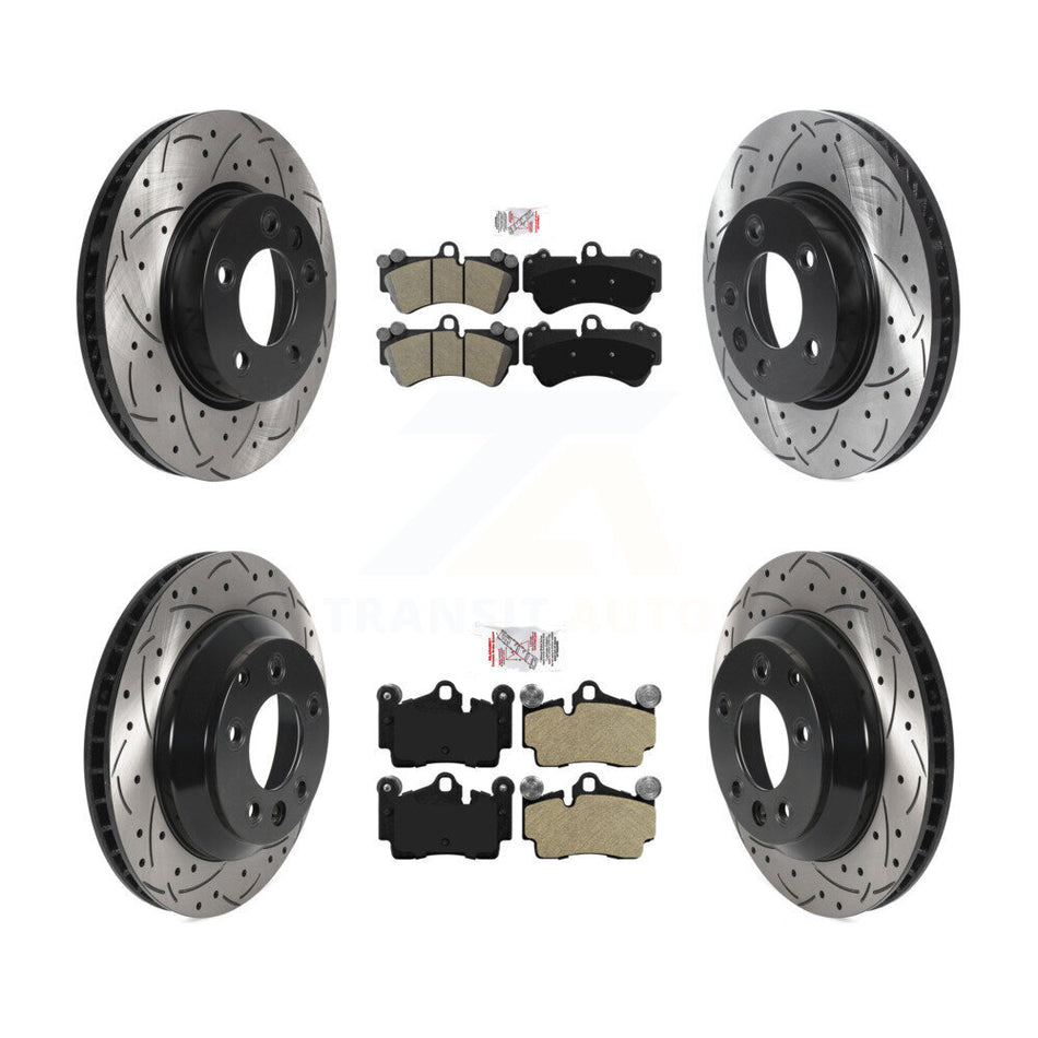 Front Rear Semi-Metallic Pad Drill Slot Disc Brake Rotor Kit (6Pc) For Volkswagen Touareg KDA-102324