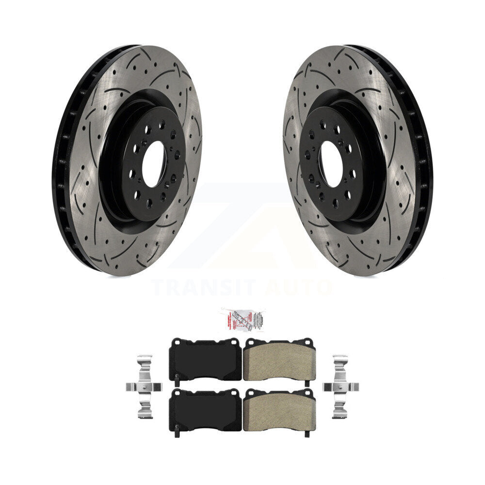 Front Drill Slot Disc Brake Rotors Semi-Metallic Pad Kit For 2017-2020 Honda Civic Type R KDA-102325