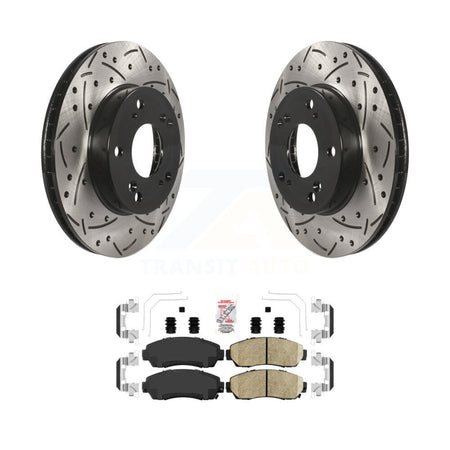 Front Coated Drilled Slotted Disc Brake Rotors And Ceramic Pads Kit For Honda Civic KDA-102342