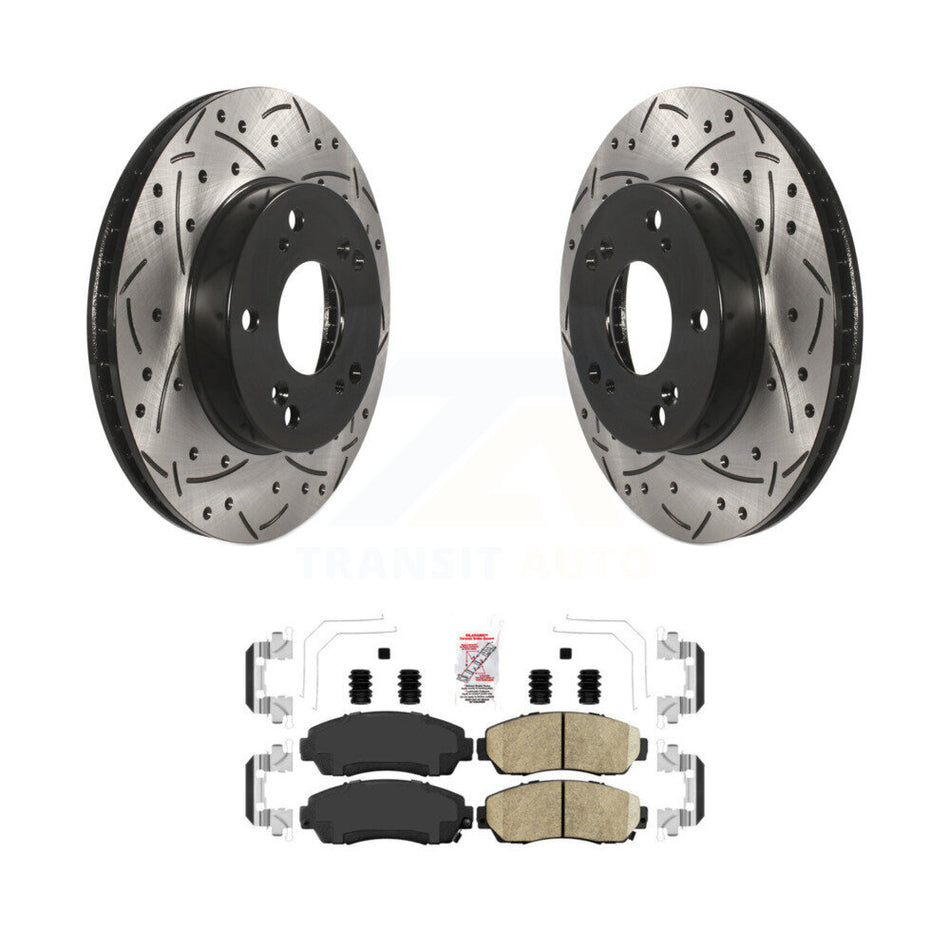 Front Coated Drilled Slotted Disc Brake Rotors And Ceramic Pads Kit For Honda Civic KDA-102342