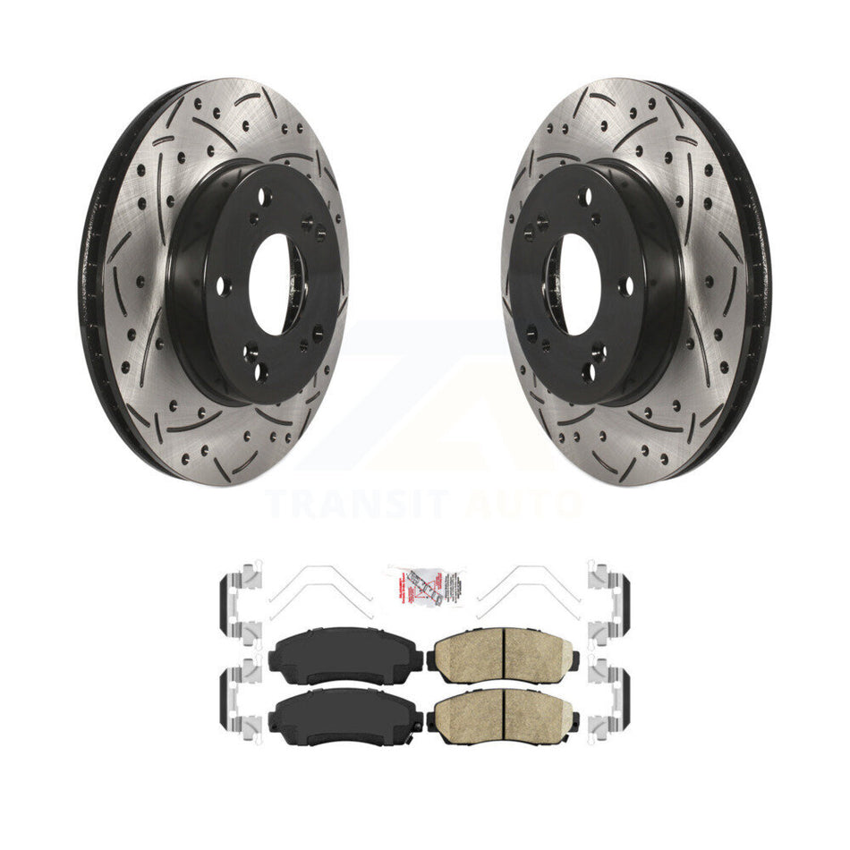 Front Coated Drilled Slotted Disc Brake Rotors And Ceramic Pads Kit For Honda Civic KDA-102343