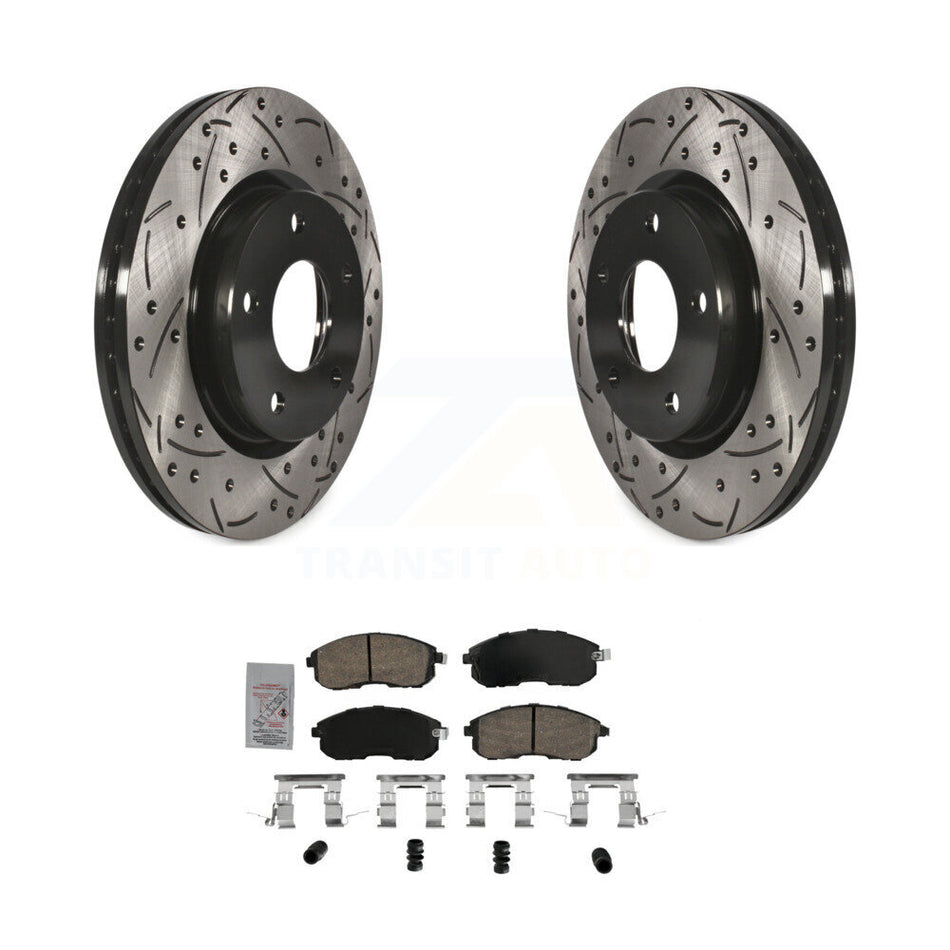Front Coated Drilled Slotted Disc Brake Rotors And Ceramic Pads Kit For Nissan Sentra KDA-102347