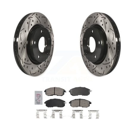 Front Coated Drilled Slotted Disc Brake Rotors And Ceramic Pads Kit For Nissan Sentra KDA-102348