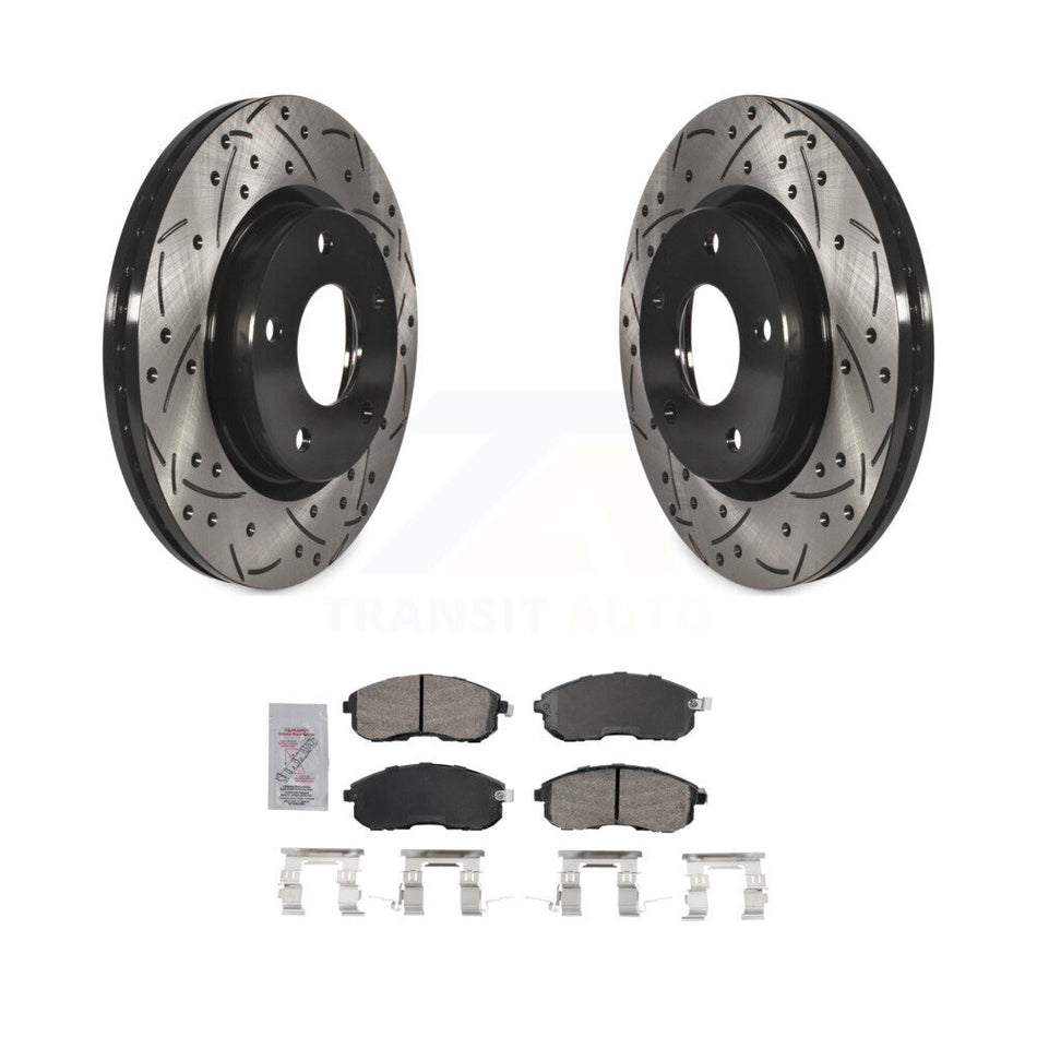 Front Coated Drilled Slotted Disc Brake Rotors And Ceramic Pads Kit For Nissan Sentra KDA-102348