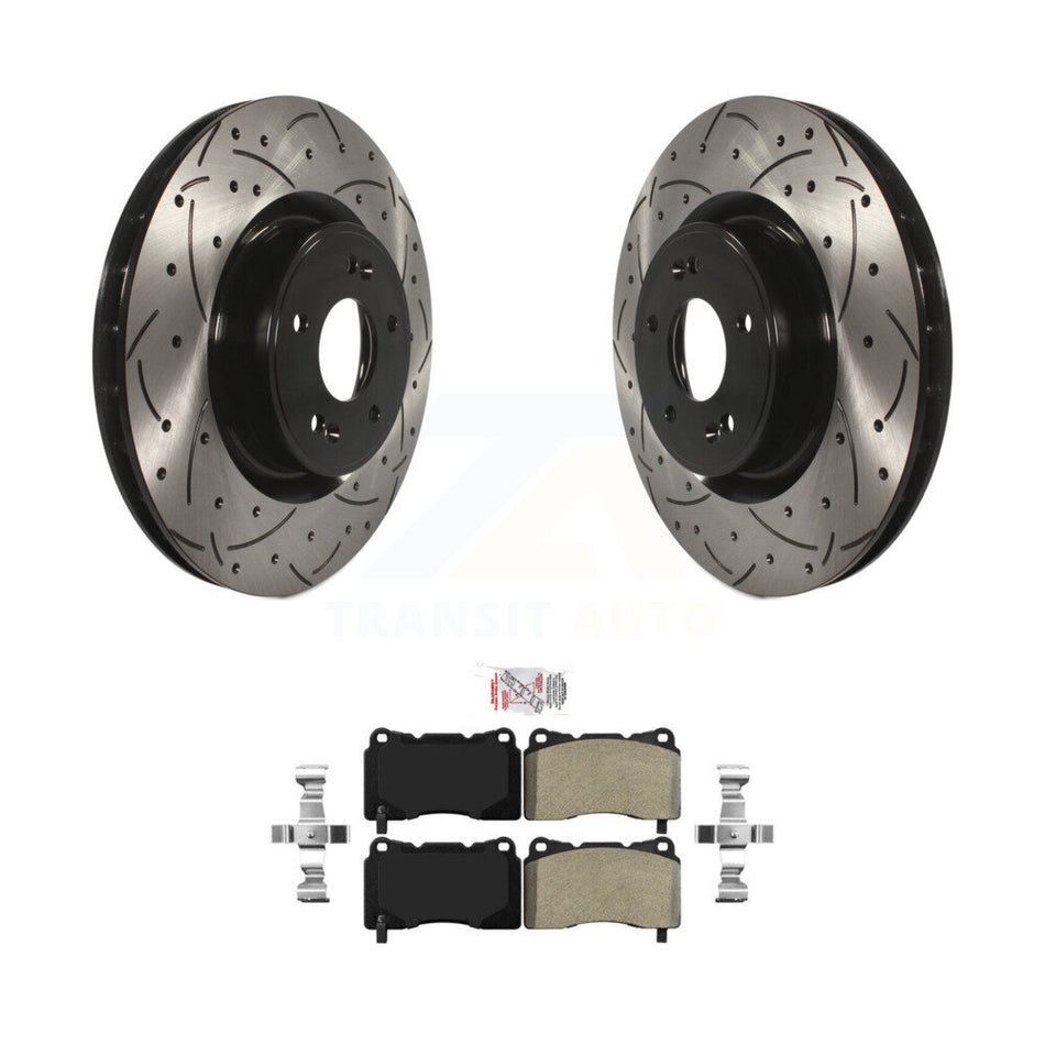 Front Coated Drill Slot Disc Brake Rotors Semi-Metallic Pad Kit For Hyundai Genesis Coupe KDA-102350