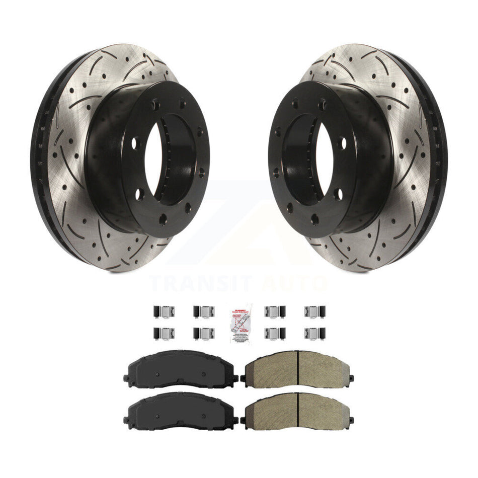 Front Drilled Slot Brake Rotor & Semi-Metallic Pad Kit For 2013 Ford F-250 Super Duty 4WD KDA-102358