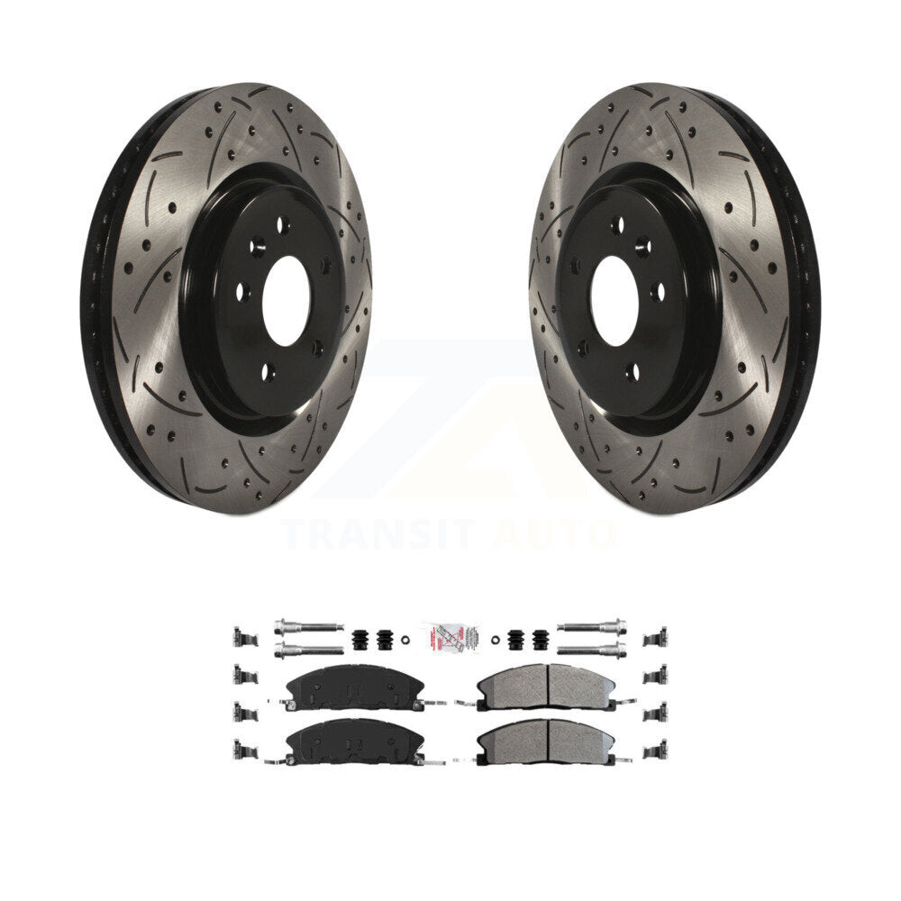 Front Coat Drill Slot Disc Brake Rotor Semi-Metallic Pad Kit For 2013 Ford Explorer Sport KDA-102362