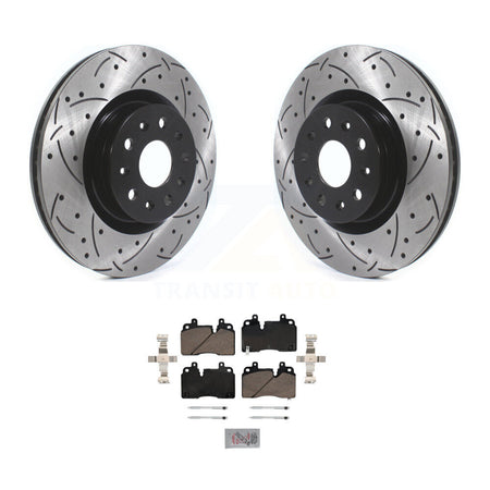 Front Coated Drilled Slotted Disc Brake Rotors And Ceramic Pads Kit For Cadillac CT6 KDA-102364