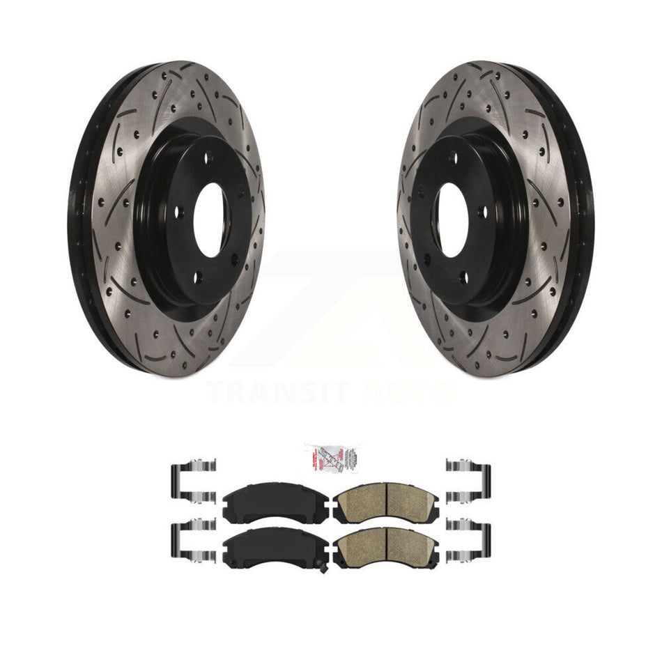 Front Coated Drilled Slotted Disc Brake Rotors And Ceramic Pads Kit For Mitsubishi Lancer KDA-102367