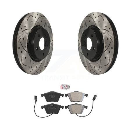 Front Coated Drilled Slotted Disc Brake Rotor Semi-Metallic Pad Kit For Volvo S40 V50 C70 KDA-102377