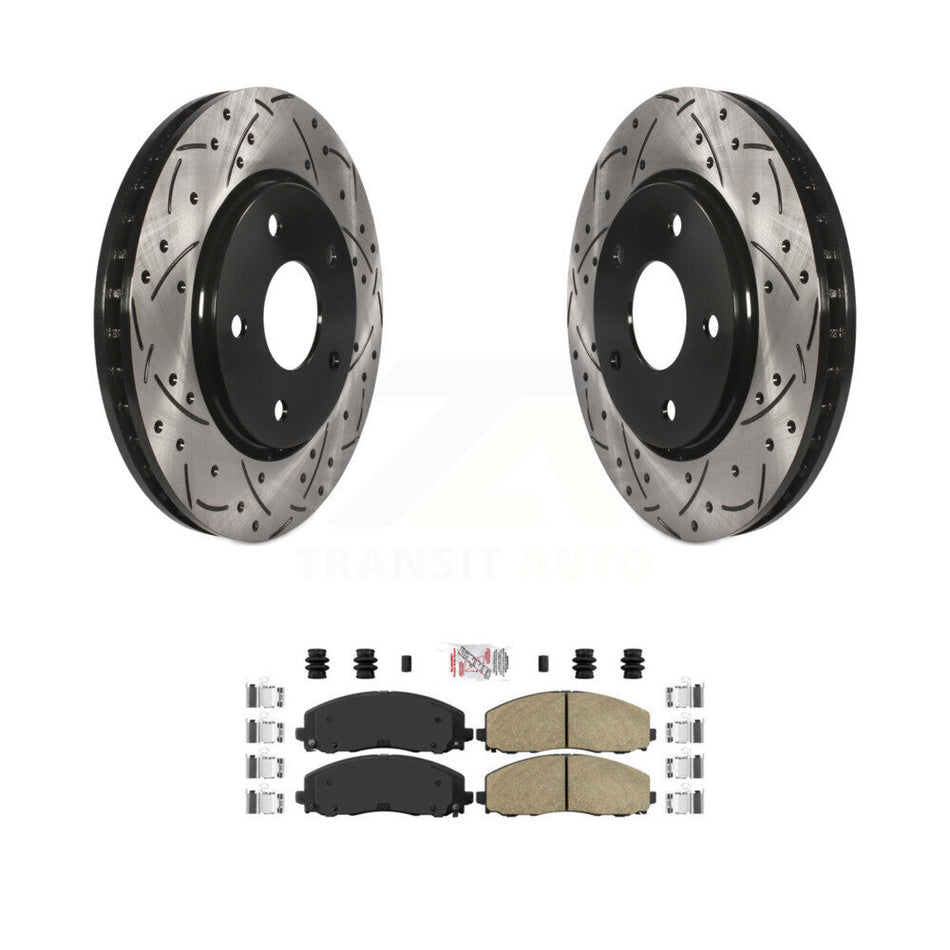 Front Coated Drilled Slotted Disc Brake Rotor And Ceramic Pad Kit For Dodge Grand Caravan KDA-102390
