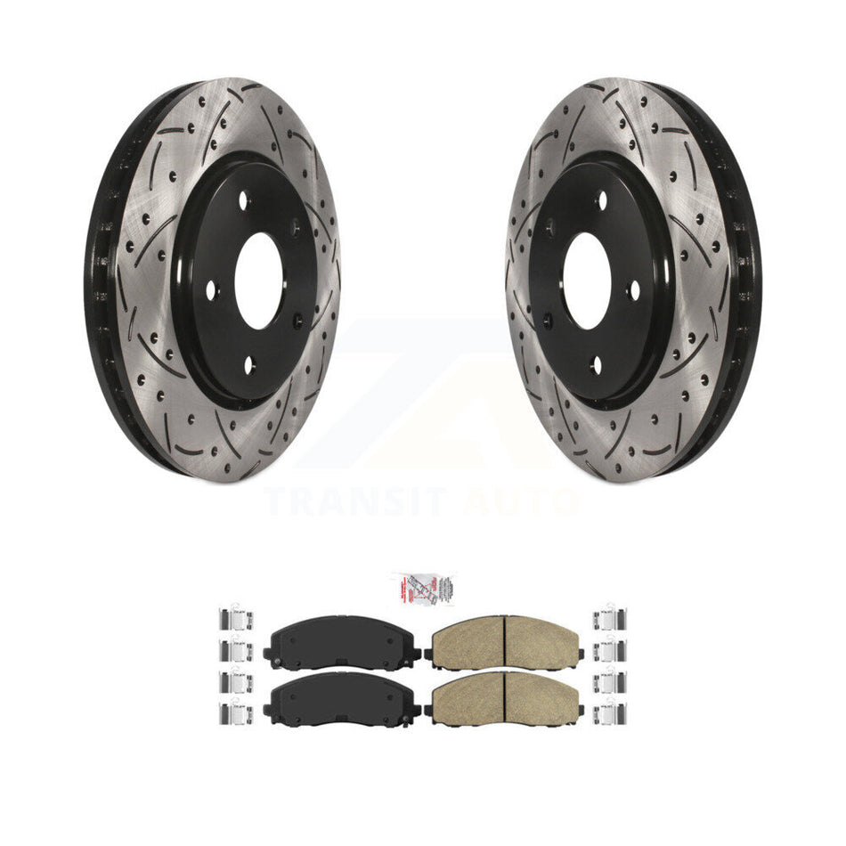 Front Coated Drilled Slotted Disc Brake Rotor And Ceramic Pad Kit For Dodge Grand Caravan KDA-102391