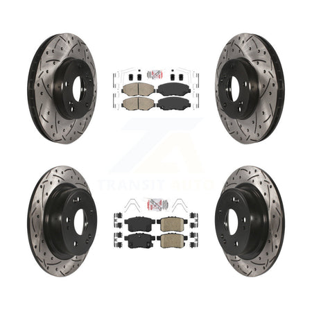 Front Rear Ceramic Pads And Coated Drilled Slotted Disc Brake Rotors Kit For Honda Accord KDA-102393