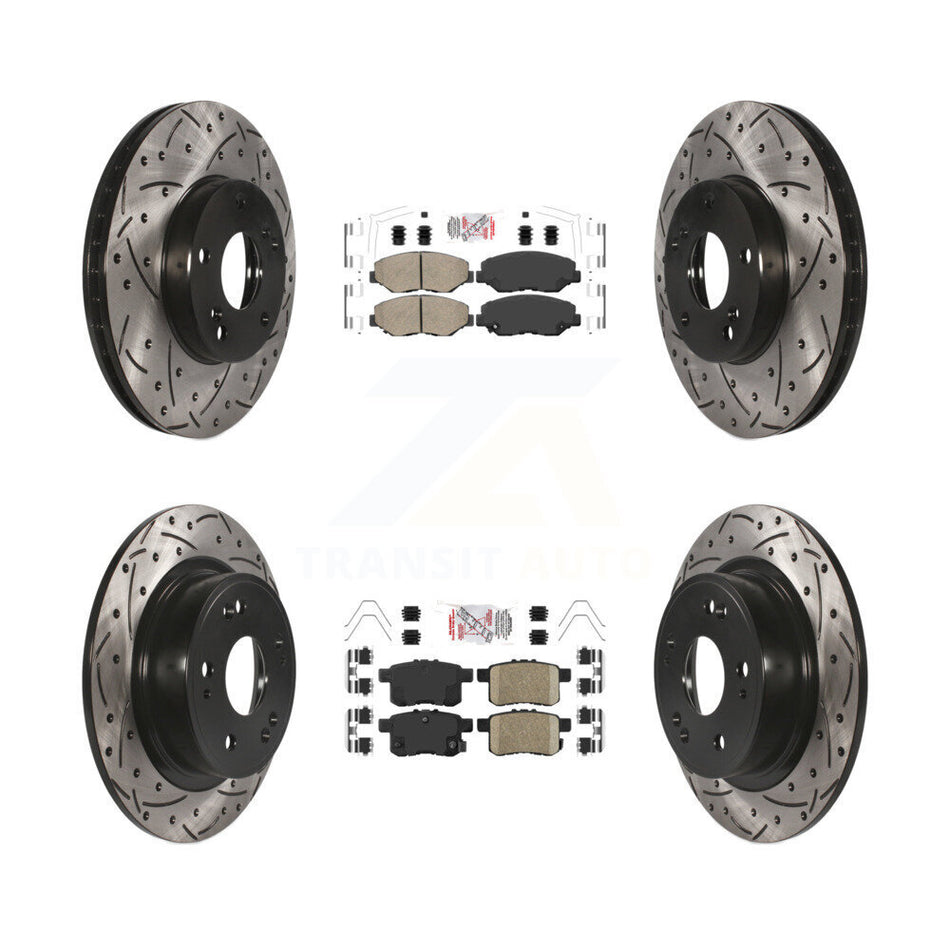 Front Rear Ceramic Pads And Coated Drilled Slotted Disc Brake Rotors Kit For Honda Accord KDA-102394