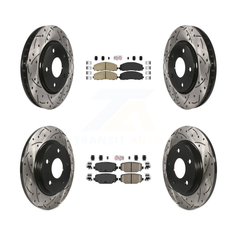 Front Rear Ceramic Pad & Coated Drilled Slot Disc Brake Rotor Kit For Dodge Grand Caravan KDA-102399