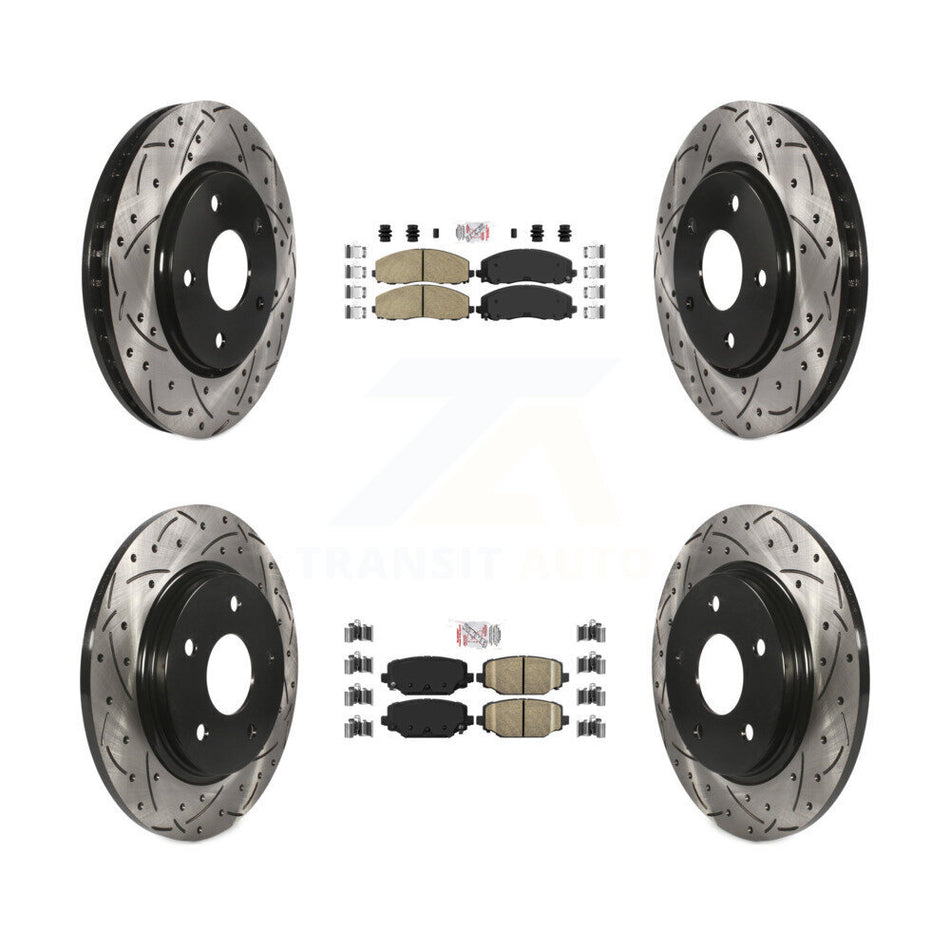Front Rear Ceramic Pad & Coated Drilled Slot Disc Brake Rotor Kit For Dodge Grand Caravan KDA-102400