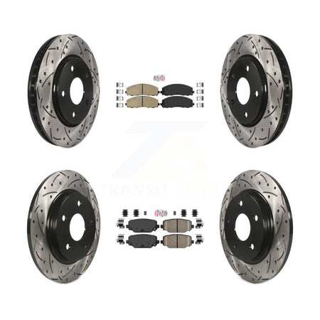Front Rear Ceramic Pad & Coated Drilled Slot Disc Brake Rotor Kit For Dodge Grand Caravan KDA-102401