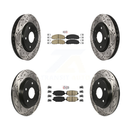 Front Rear Ceramic Pad & Coated Drilled Slot Disc Brake Rotor Kit For Dodge Grand Caravan KDA-102402