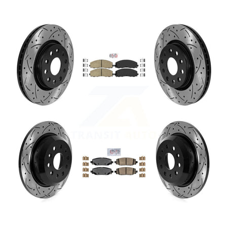Front Rear Ceramic Pad & Drilled Slot Brake Rotor Kit For 2018-2020 Jeep Wrangler Rubicon KDA-102406