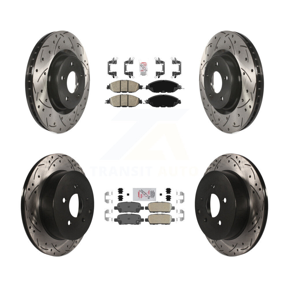 Front Rear Ceramic Pad Drilled Slot Brake Rotor Kit For Nissan Murano Pathfinder INFINITI KDA-102410