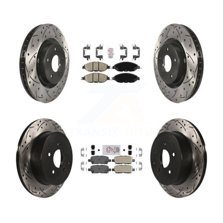 Front Rear Ceramic Pad Drilled Slot Brake Rotor Kit For Nissan Murano Pathfinder INFINITI KDA-102410