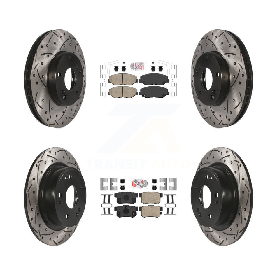 Front Rear Ceramic Pads And Coated Drilled Slotted Disc Brake Rotors Kit For Honda Accord KDA-102415