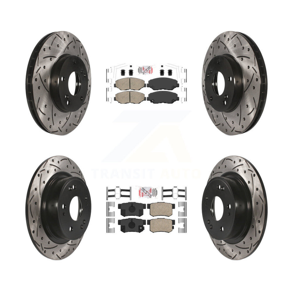 Front Rear Ceramic Pads And Coated Drilled Slotted Disc Brake Rotors Kit For Honda Accord KDA-102417