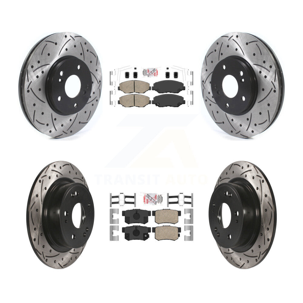 Front Rear Ceramic Pads And Coated Drilled Slotted Disc Brake Rotors Kit For Honda Accord KDA-102418